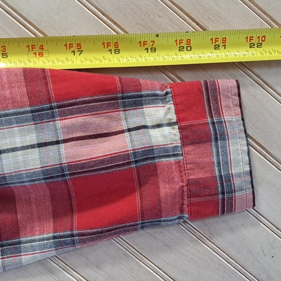 David Brooks Vintage Style Red Plaid 100% Cotton Comfy Button Down Causal Shirt - Picture 7 of 10